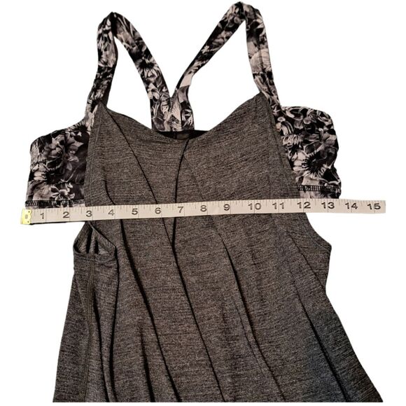 LuluLemon Women's Top Rest Less #W1G47S Tank Size 8 Heathered Black + Flowabunga - Picture 9 of 14